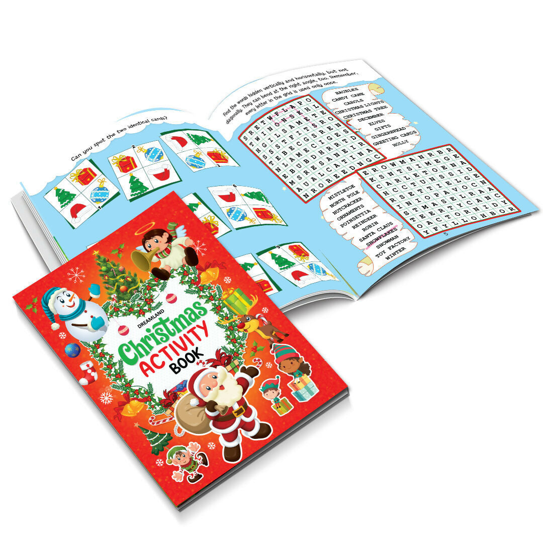 Dreamland Publications Christmas Activity Book for Kids – Fun Puzzles, Coloring, Mazes & More | Ages 4–8 | Grocsy
