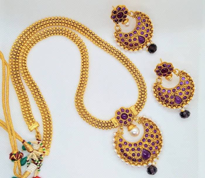 Purple Kemp Long Necklace Set | Grocsy