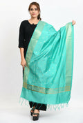 Mominos Fashion Moeza Women's Banarsi Silk Woven Design Sea Green Dupatta | Grocsy