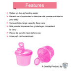 Safe-O-Kid Bpa Free Portable Milk Powderfood Storage Box For Baby, Pink | Grocsy