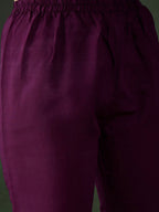 Sangria Purple Floral Embroidered Thread Work Pure Cotton Kurta & Trouser With Dupatta | Grocsy