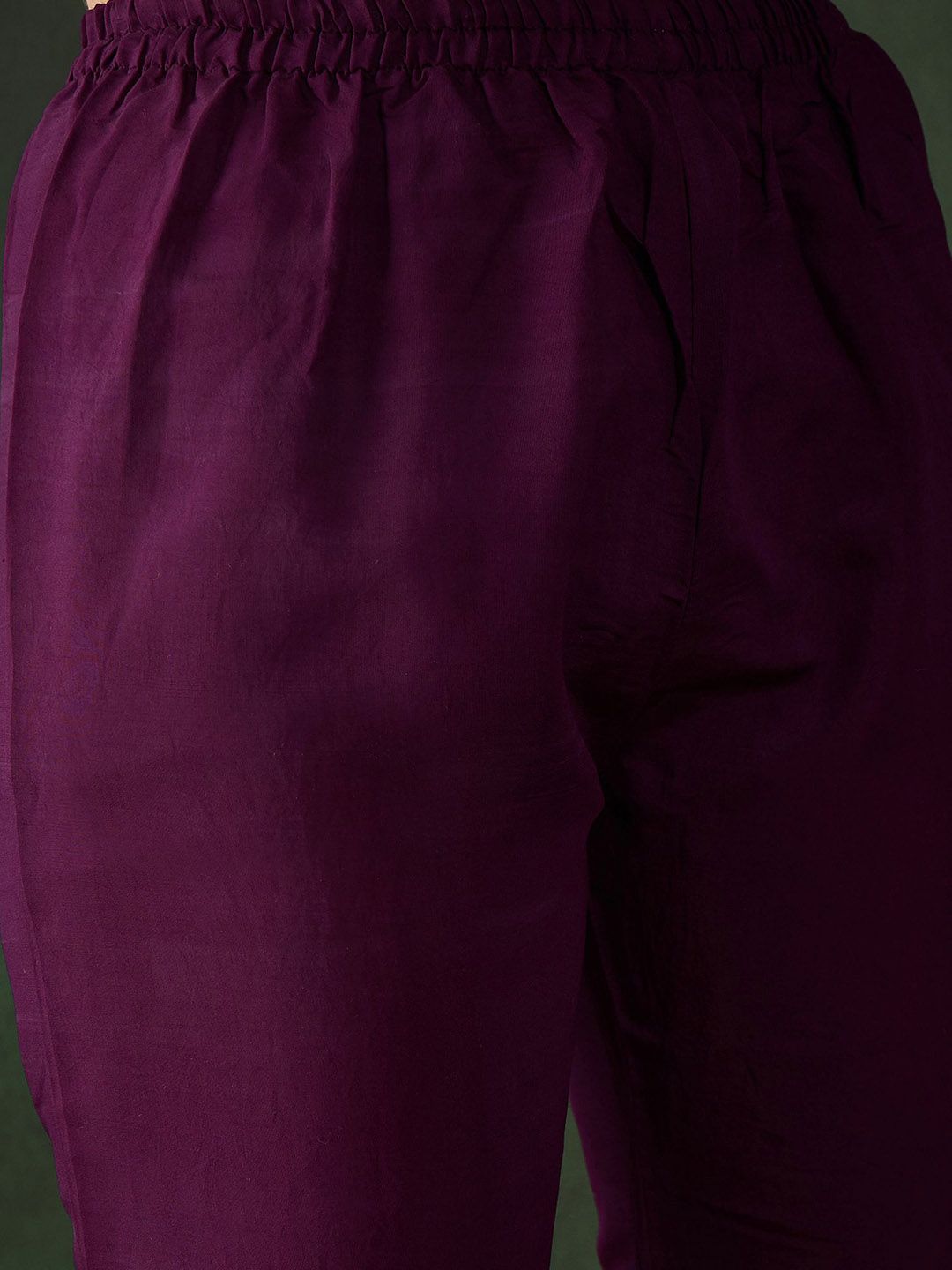 Sangria Purple Floral Embroidered Thread Work Pure Cotton Kurta & Trouser With Dupatta | Grocsy