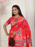 Shree Shyam Fashion Silk Blend Red Saree | Grocsy