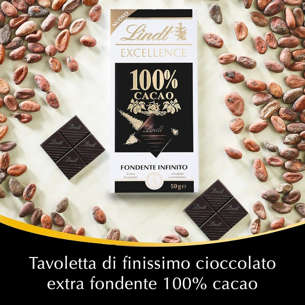 Lindt Excellence 100% Cacao Dark Chocolate Bar | Grocsy