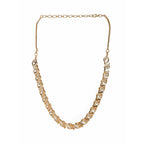 Leaf Shaped Neckpiece in Kundan and American Diamonds (Gold) - Ruby Raang | Grocsy