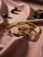 NVR Women Set of 2 Gold Plated Artificial Beads Bangle | Grocsy