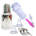 Goodmunchkins Stainless Steel Feeding Bottle with Bottle Cleaning Brush/Chakku/Anti Colic Silicone Nipple Combo-(220ml,Pink) | Grocsy