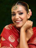 Ruby Raang Gold Polished Gold Kundan Maang Tikka | Grocsy