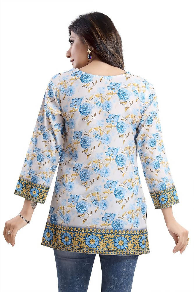 Snehal Creations Best Stylish Faux Crepe Printed Short Kurti Tunic | Grocsy