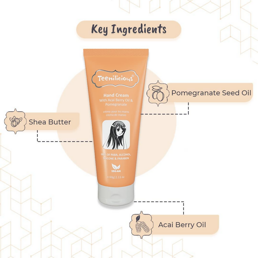 Teenilicious Hand Cream With Acai Berry Oil & Pomegranate | Grocsy