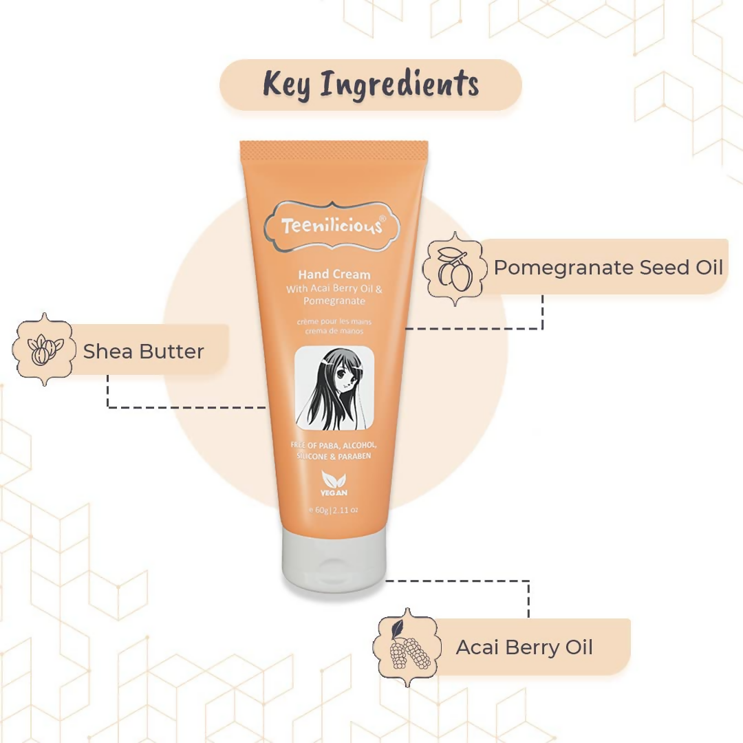 Teenilicious Hand Cream With Acai Berry Oil & Pomegranate | Grocsy