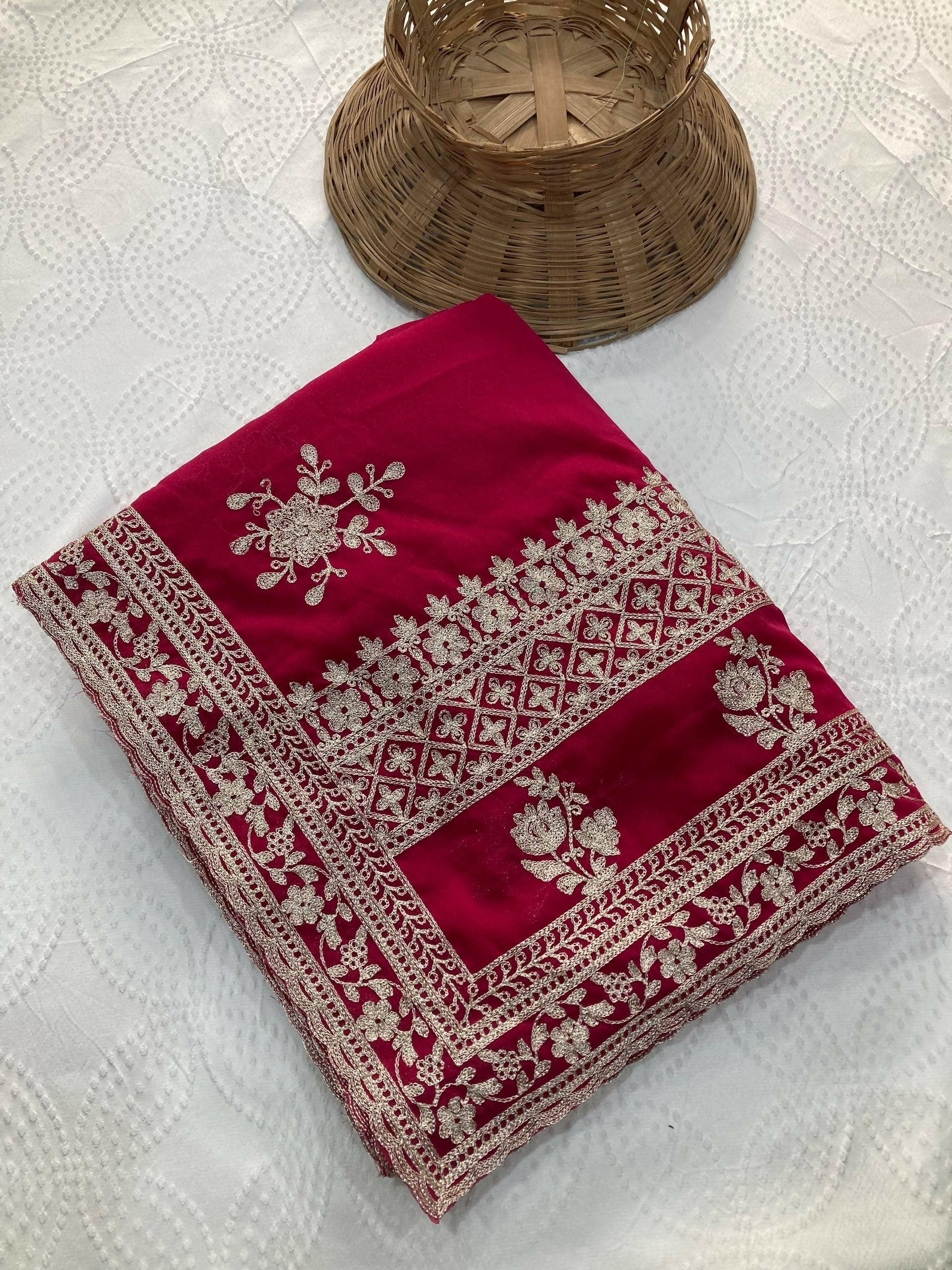 Teeya Creation Womens New Latest Party Wear Soft Georgette Saree-Pink | Grocsy