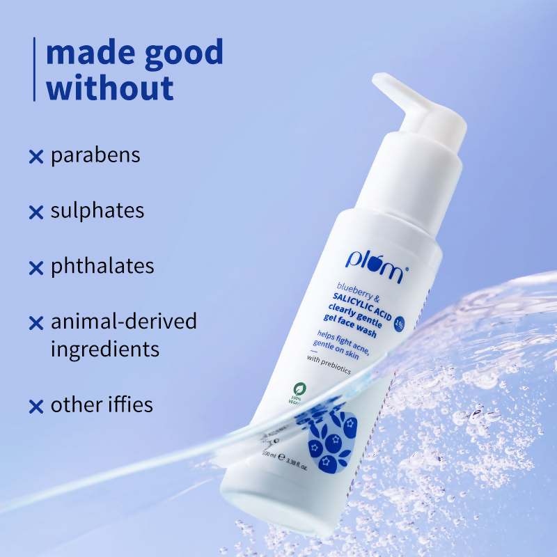 Plum Blueberry & Salicylic Acid 1% Clearly Gentle Gel Face Wash | Grocsy