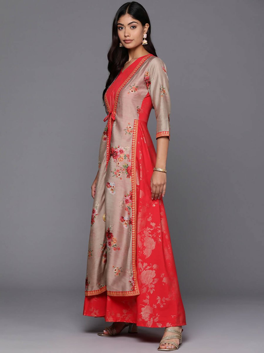 Ahalyaa Women's Traditional wear Ethnic Dress - Red | Grocsy