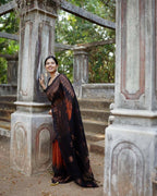 DEIANA'S Beautiful Designer Golden zari Soft Lichi Silk Saree - Orange | Grocsy