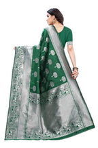 Vamika Banarasi Jacquard Weaving Green Saree (AMEE GREEN) | Grocsy