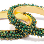 Mominos Fashion Joharkamal Gold-Polished Green Beads Work Bangles | Grocsy