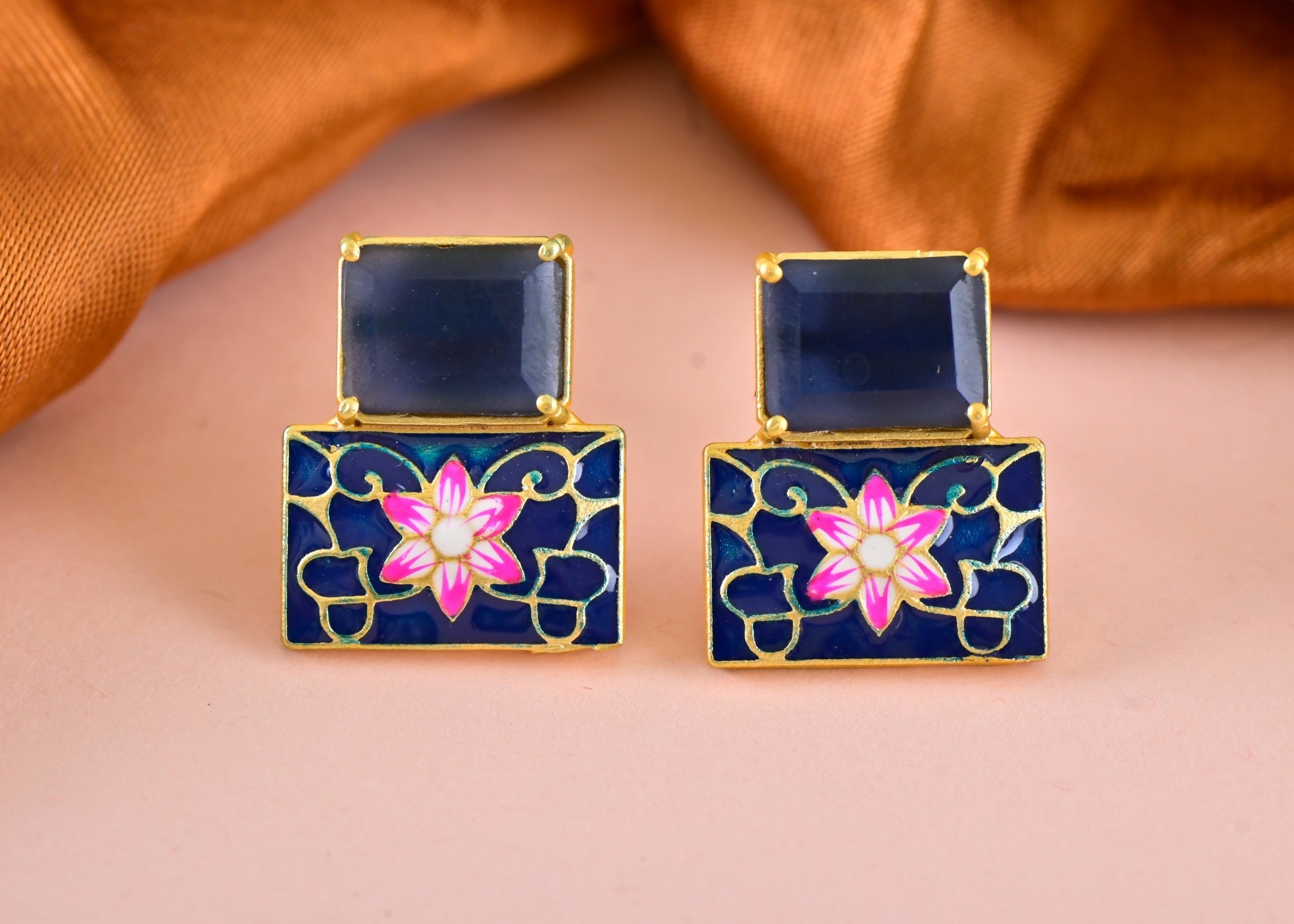Joban Fashion Women Brass Blue Onyx Earrings | Grocsy