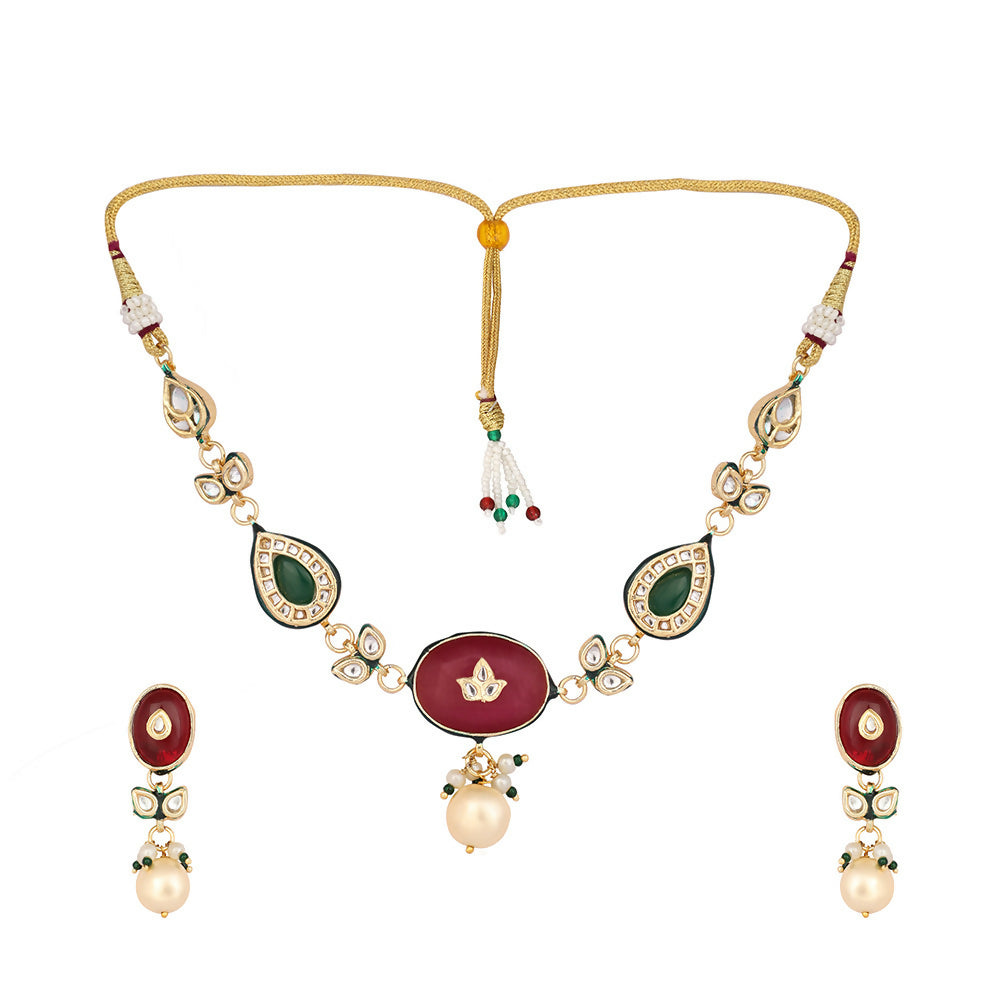 Nuyug 22K Gold Plated Radiant Sage Stone Kundan Necklace | Grocsy