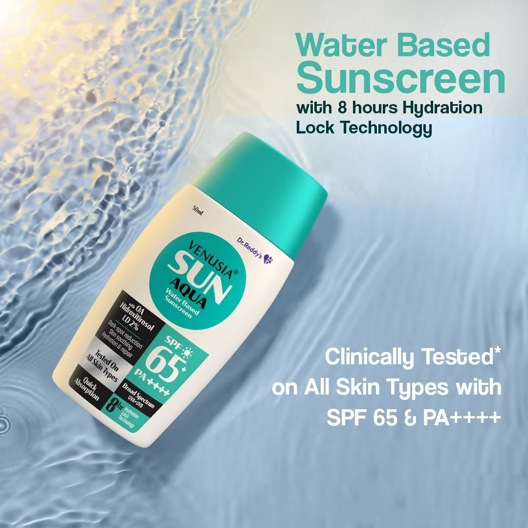 Dr. Reddy's Venusia Sun Aqua Water Based Sunscreen SPF 65 For Oily & Acne Skin | Grocsy