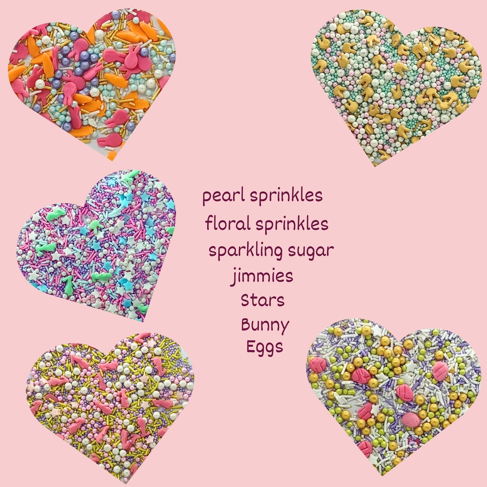 Confect Spring Sprinkles |  5 White, Pink and Sky Blue Pearls & Stars Pack of 5 (EAST 6) - 100Gms | Grocsy
