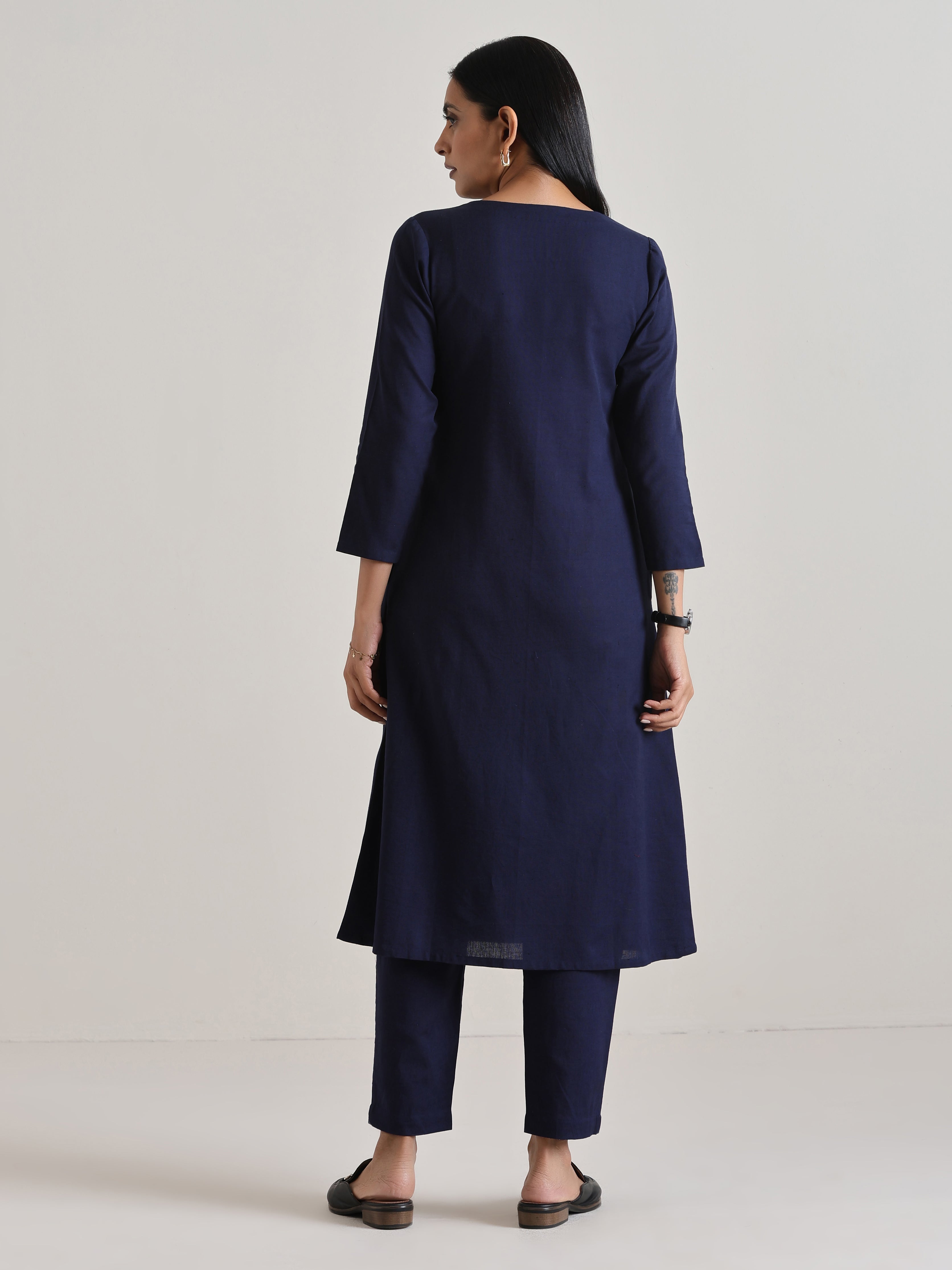 trueBrowns Blue Angrakha Kurta Set | Grocsy