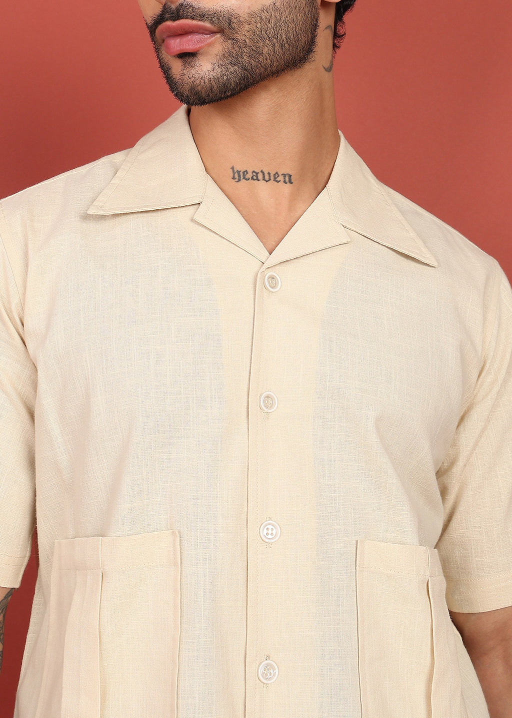 Fabmade Regular Fit Plain Shirt Otago - Beige | Grocsy