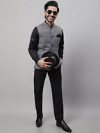 Even Apparels Men's Grey Pure Wool Nehru Jacket | Grocsy