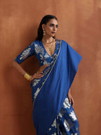 trueBrowns Blue Metallic Ready To Wear Saree | Grocsy