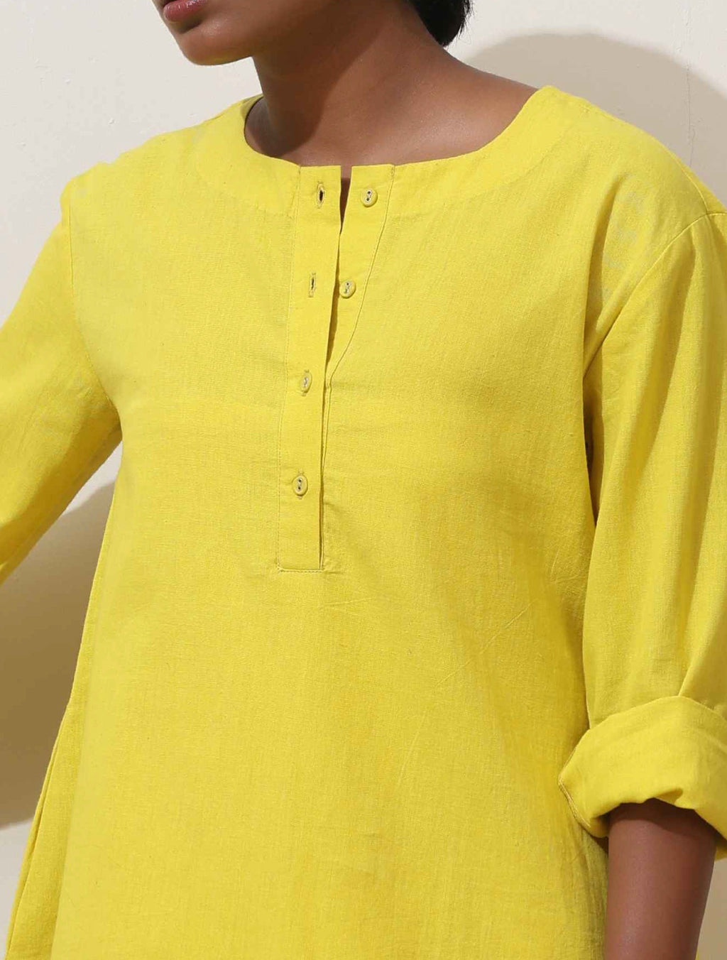 trueBrowns Lime Cotton Linen Kurta Co-Ord Set | Grocsy