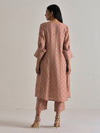trueBrowns Beige Foil Puff Sleeve Kurta Set | Grocsy