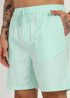 Fabmade Mint Drift Linen Shorts | Grocsy