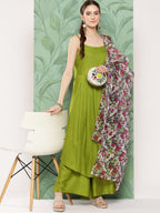 InWeave Women's Olive Strappy Set W White Pink Or Duptta | Grocsy