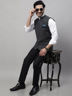 Even Apparels Men's Grey Nehru Jacket With Welt Pockets | Grocsy