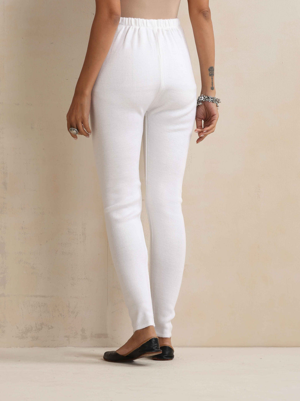 trueBrowns White Woollen Leggings | Grocsy