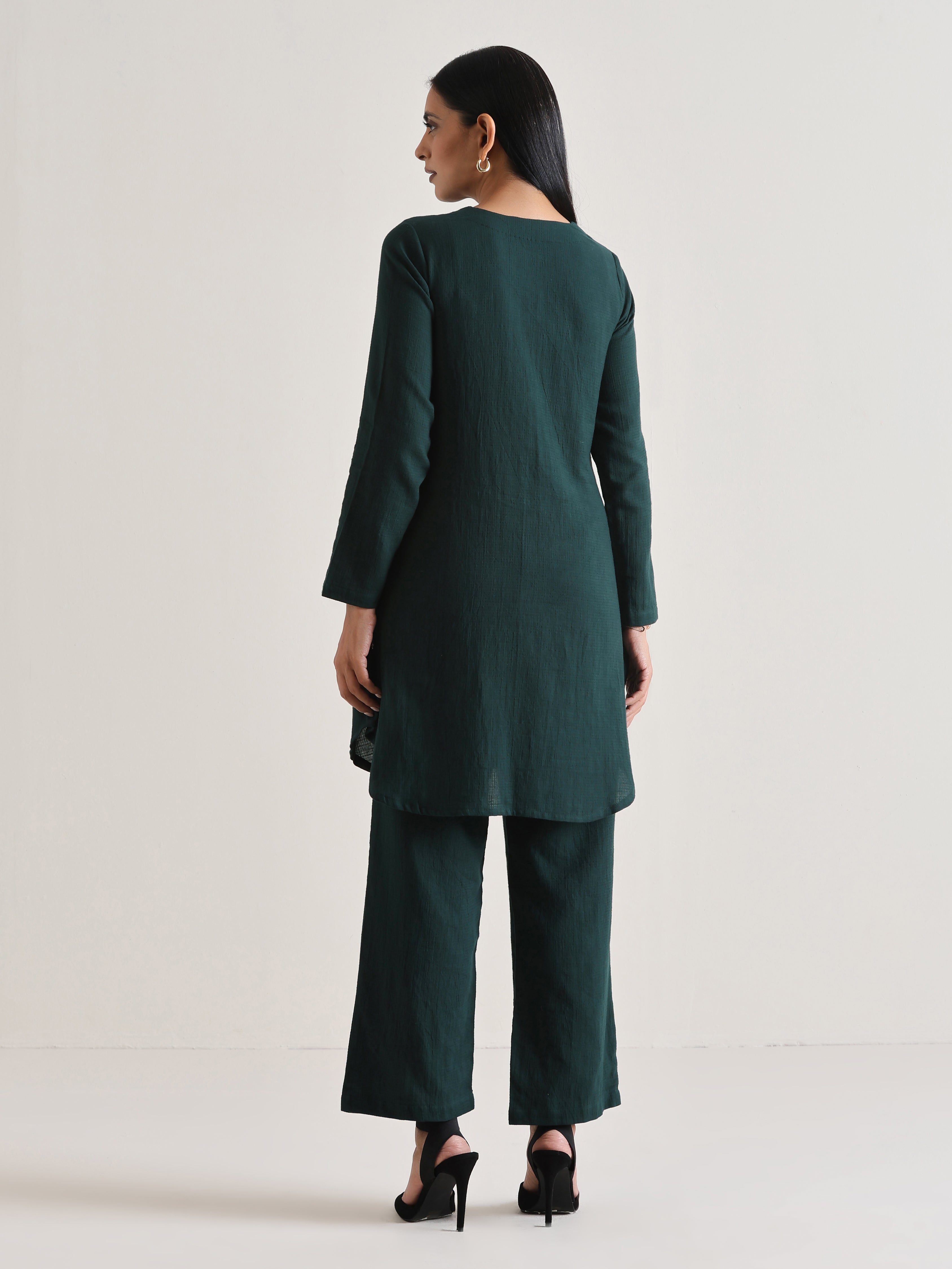 trueBrowns Dark Green Front Placket Co-Ord Set | Grocsy