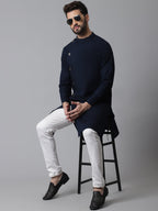 Indian Clothing Even Apparels Blue Sherwani Kurta With Asymetrical Cut | Grocsy