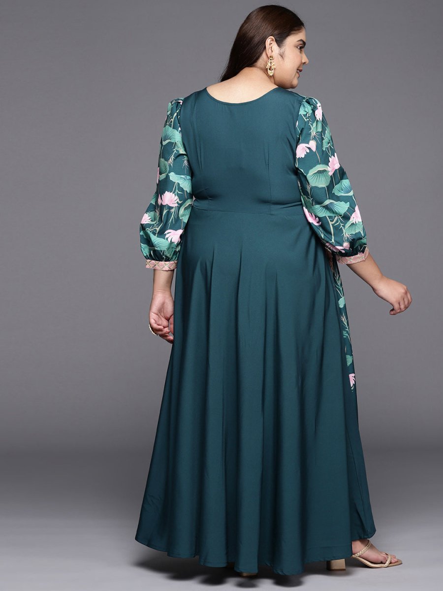 Ahalyaa Plus Size Round neck Maxi Ethnic Dress | Grocsy