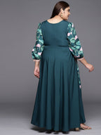 Ahalyaa Plus Size Round neck Maxi Ethnic Dress | Grocsy