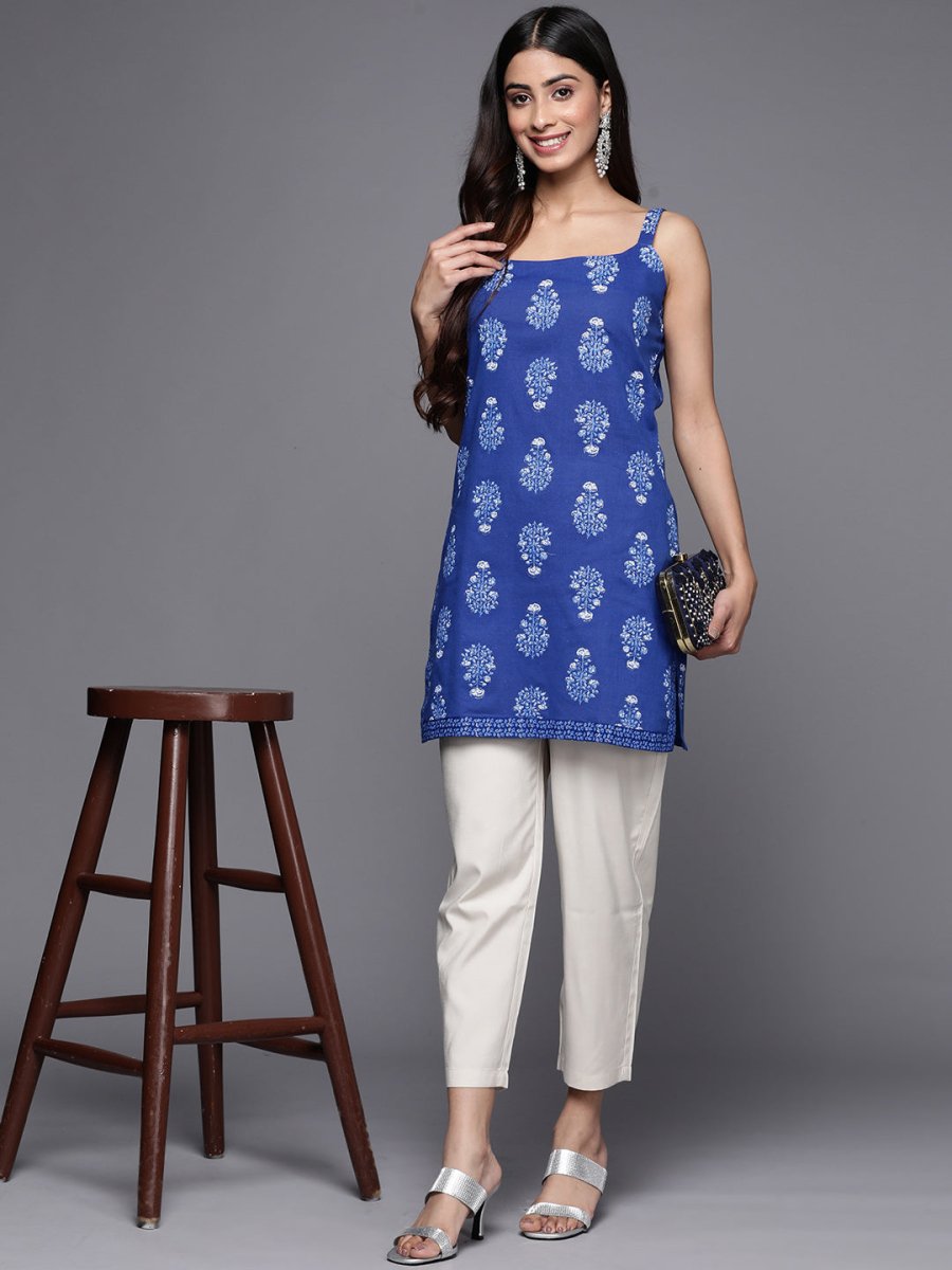 Ahalyaa Floral Printed Pure Cotton Tunic | Grocsy