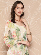 Ahalyaa Floral Printed Poly Chiffon Saree | Grocsy