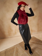 InWeave Women's Bright Rust Faux Fur Neck Warmer | Grocsy