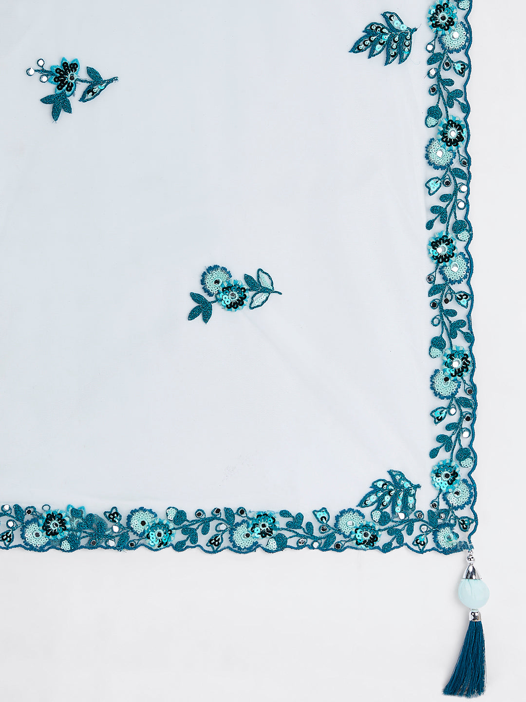 House of Panchhi Turquoise Blue Net Sequins, Mirror And Thread Embroidery Lehenga Choli & Dupatta | Grocsy