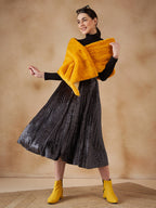 InWeave Women's Yellow Long Faux Fur Cape | Grocsy