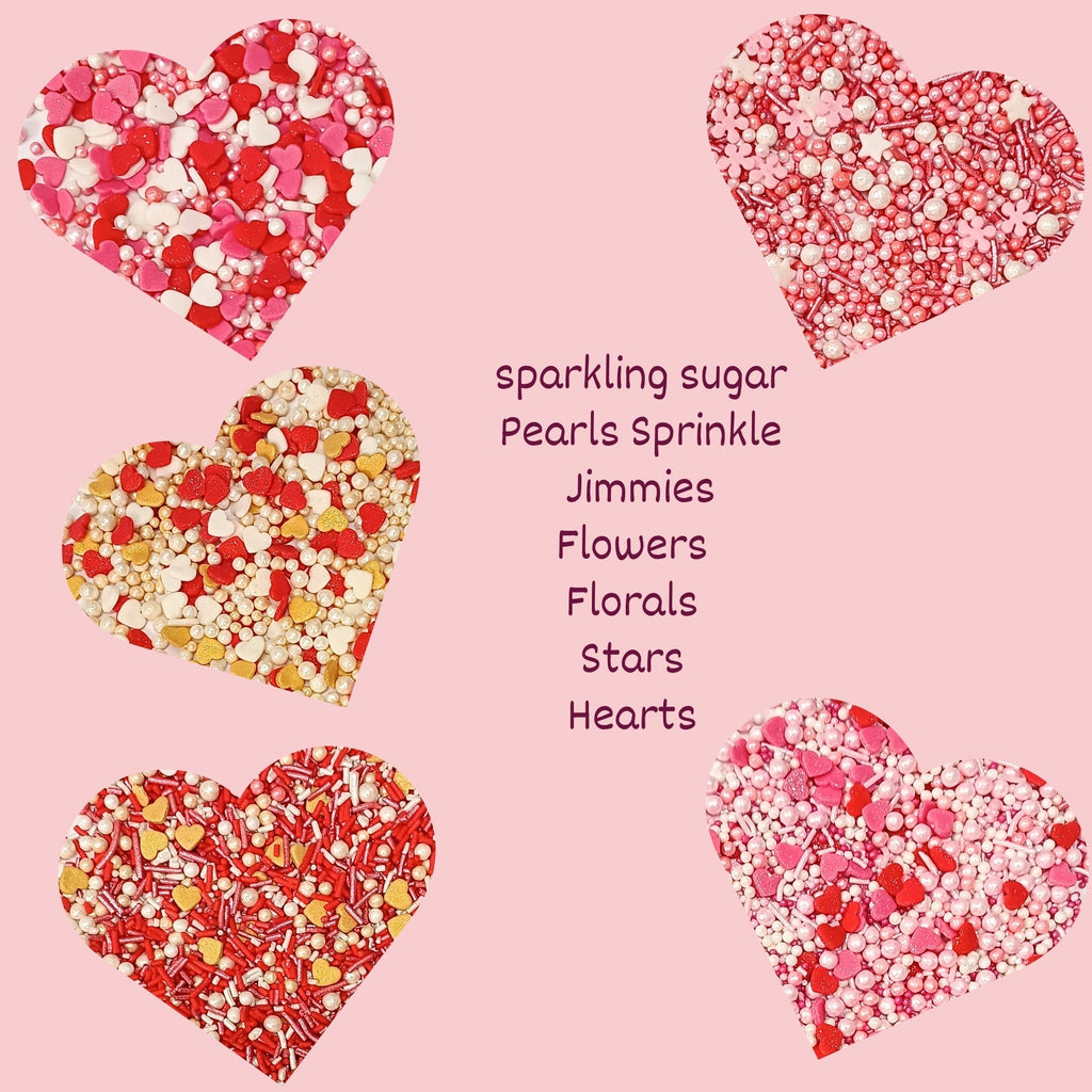 Confect Valentine Sprinkles | 08 Edible Decoration for Baking & Dessert | Grocsy