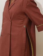 trueBrowns Brown Cotton Linen Co-Ord Set | Grocsy