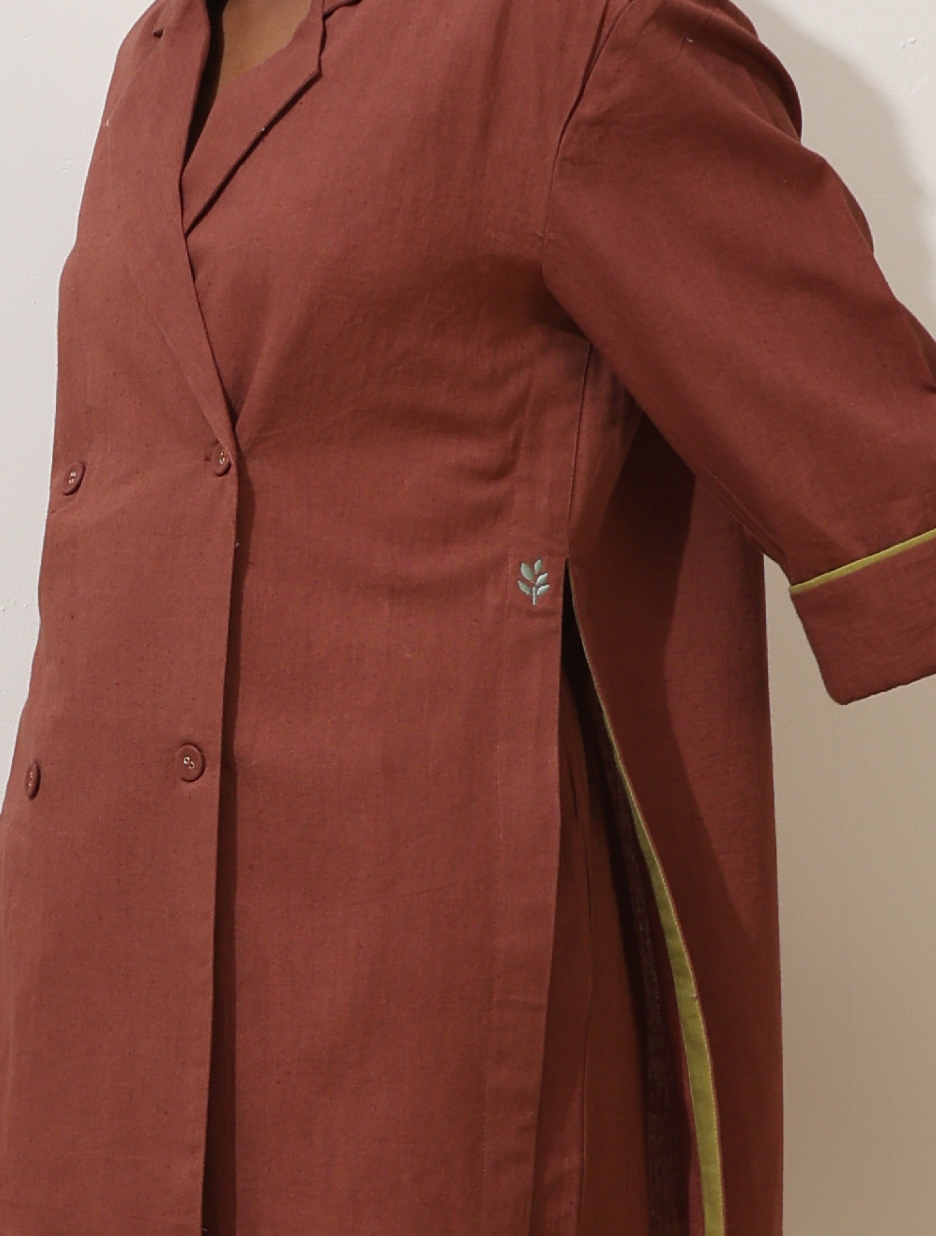 trueBrowns Brown Cotton Linen Co-Ord Set | Grocsy