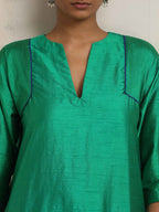 trueBrowns Bright Green Silk Kurta Co-ord Set | Grocsy