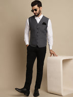 Even Apparels Men's Grey Waistcoat with welt pockets | Grocsy