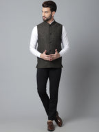 Even Apparels Men's Brown Pure Wool Nehru Jacket | Grocsy